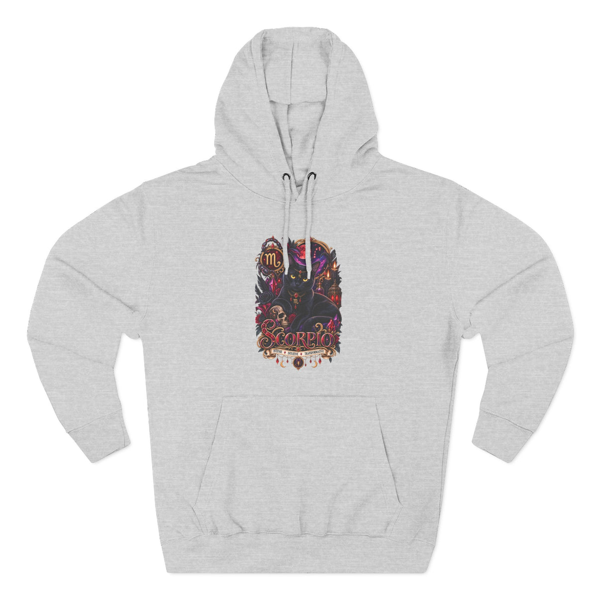 Scorpio Bombay Black Cat Floral Zodiac Hoodie — Intricate Scorpion Zodiac Sign