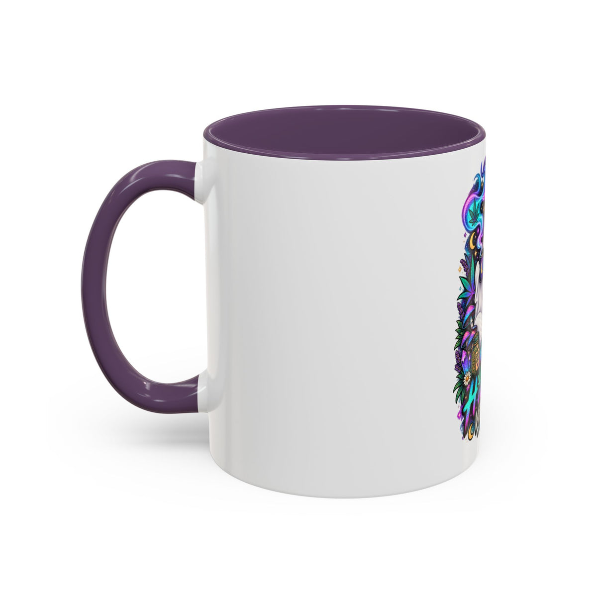 Higher Vibrations Coffee Mug — Cute Ghost & Cat Accent Mug (11/15 oz)