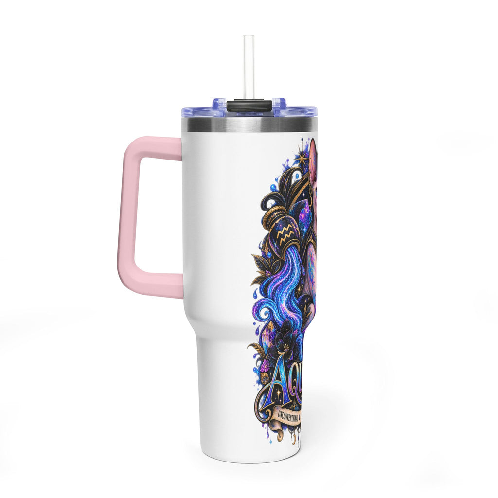 40oz Aquarius Zodiac Tumbler — Sphynx Cat Astrology Vacuum Thermal Cup