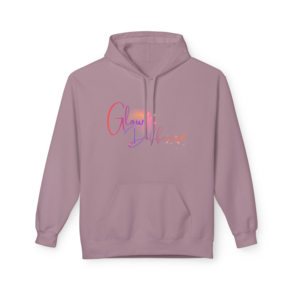 Glow Different Hoodie — Pastel Brush Script Inspirational Pullover