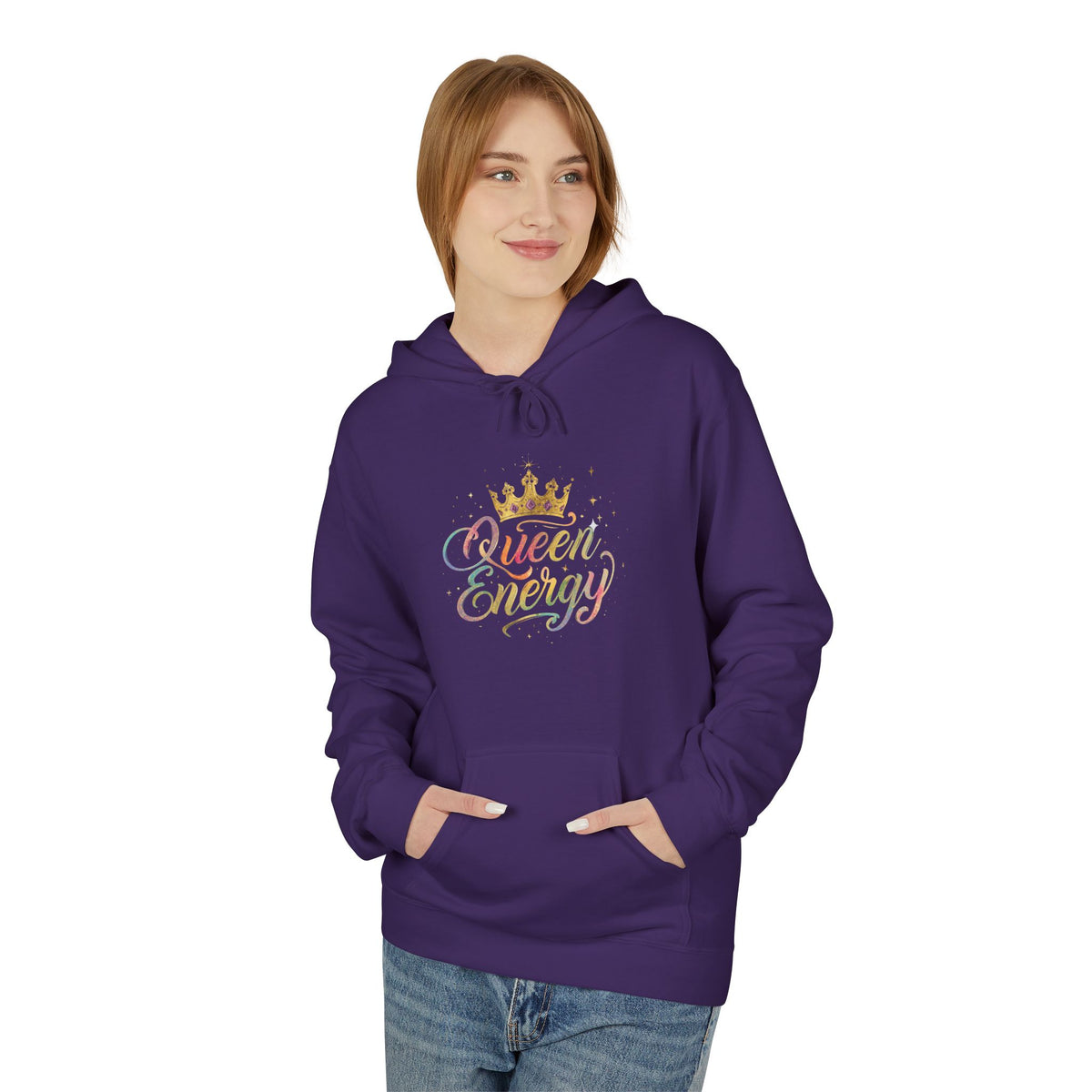 Queen Energy Hoodie – Pastel Script Crown Sweatshirt Classic