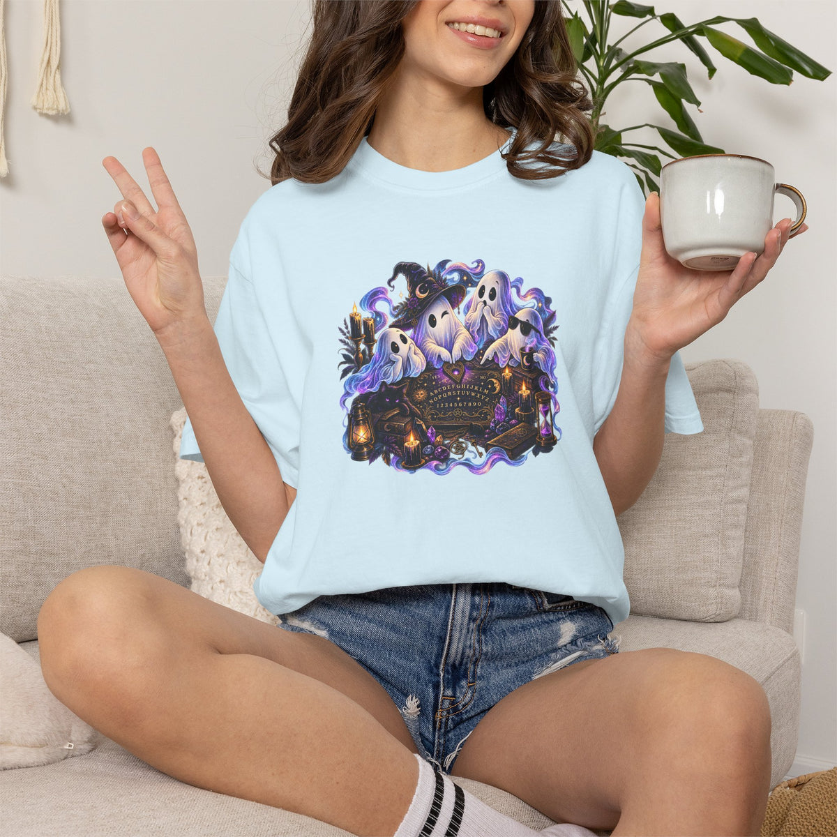 Halloween Ghost Crew T-Shirt — Spooky Night Pumpkin & Bats Graphic Tee