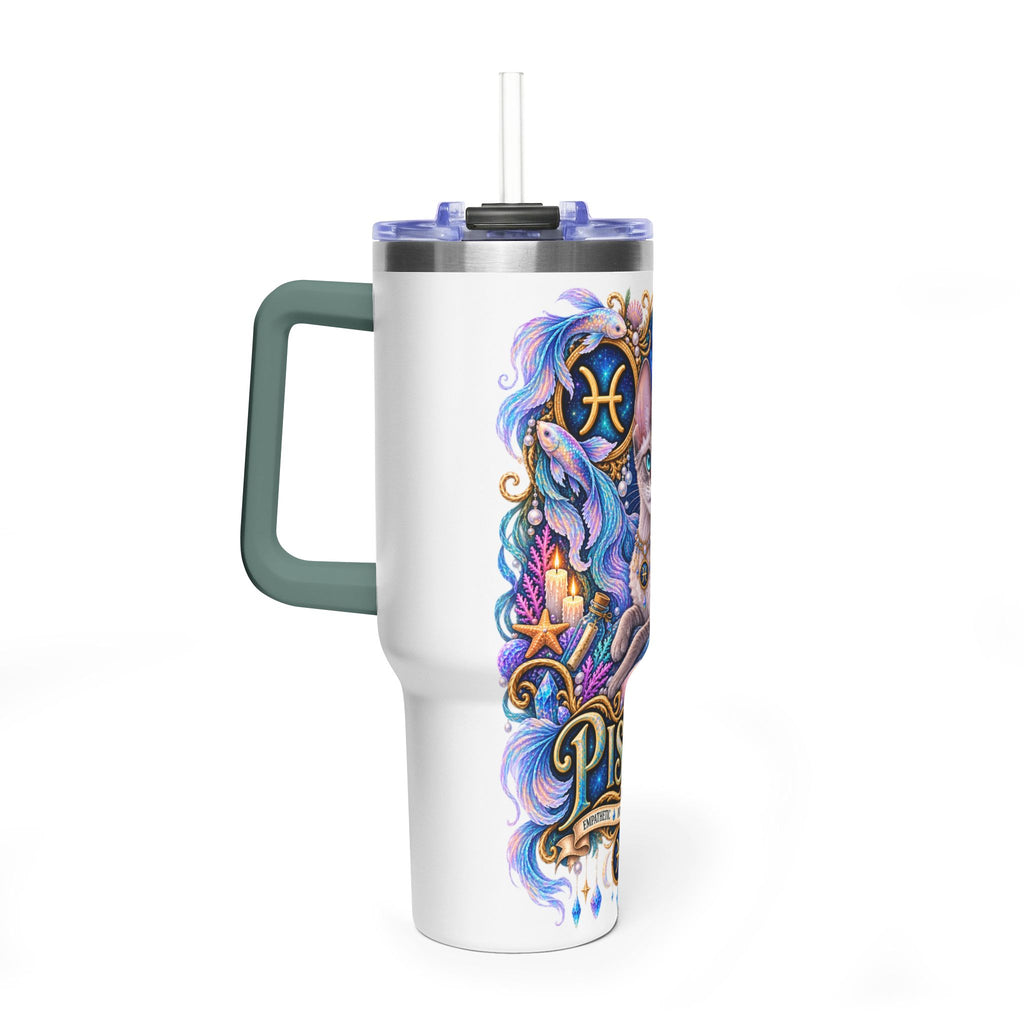Pisces Devon Rex Cat 40oz Tumbler — Zodiac Vacuum Insulated Travel Cup