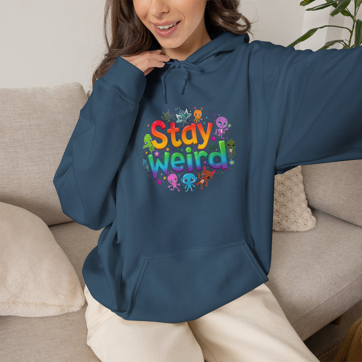 Stay Weird Hoodie — Colorful Rainbow Graphic Pullover