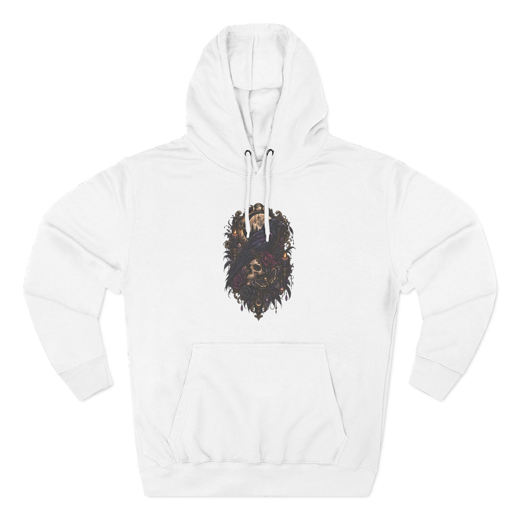 Raven Skull Graphic Hoodie — Gothic Fleece Pullover