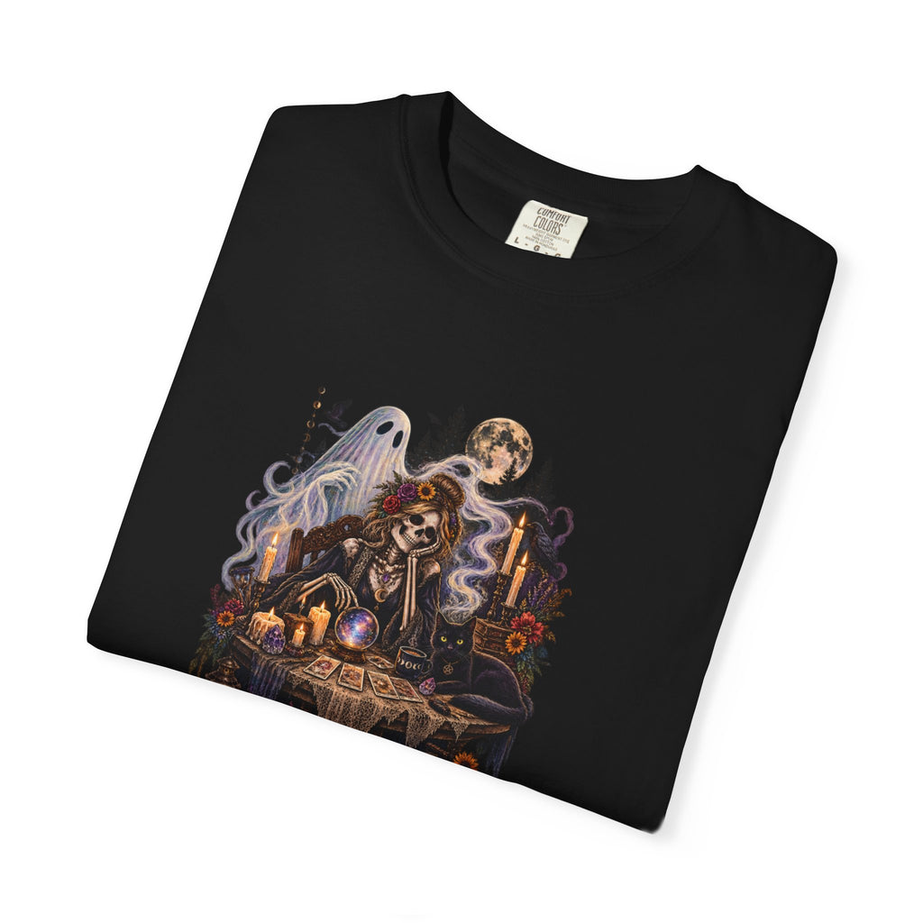 Tarot Seance Skeleton, Black Cat & Ghost Graphic Tee