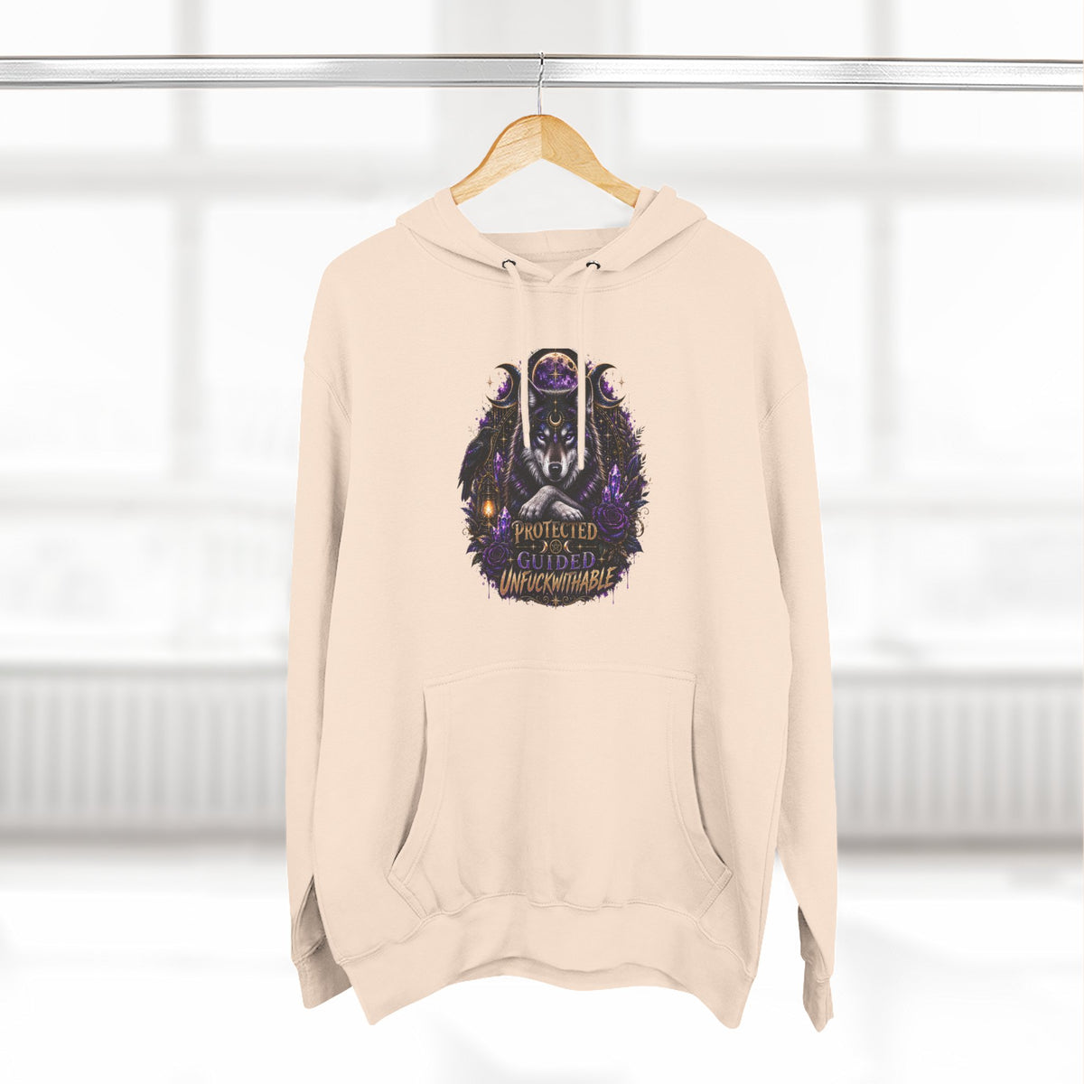Guided, Protected Unfuckwithable Wolf Hoodie- Occult Graphic