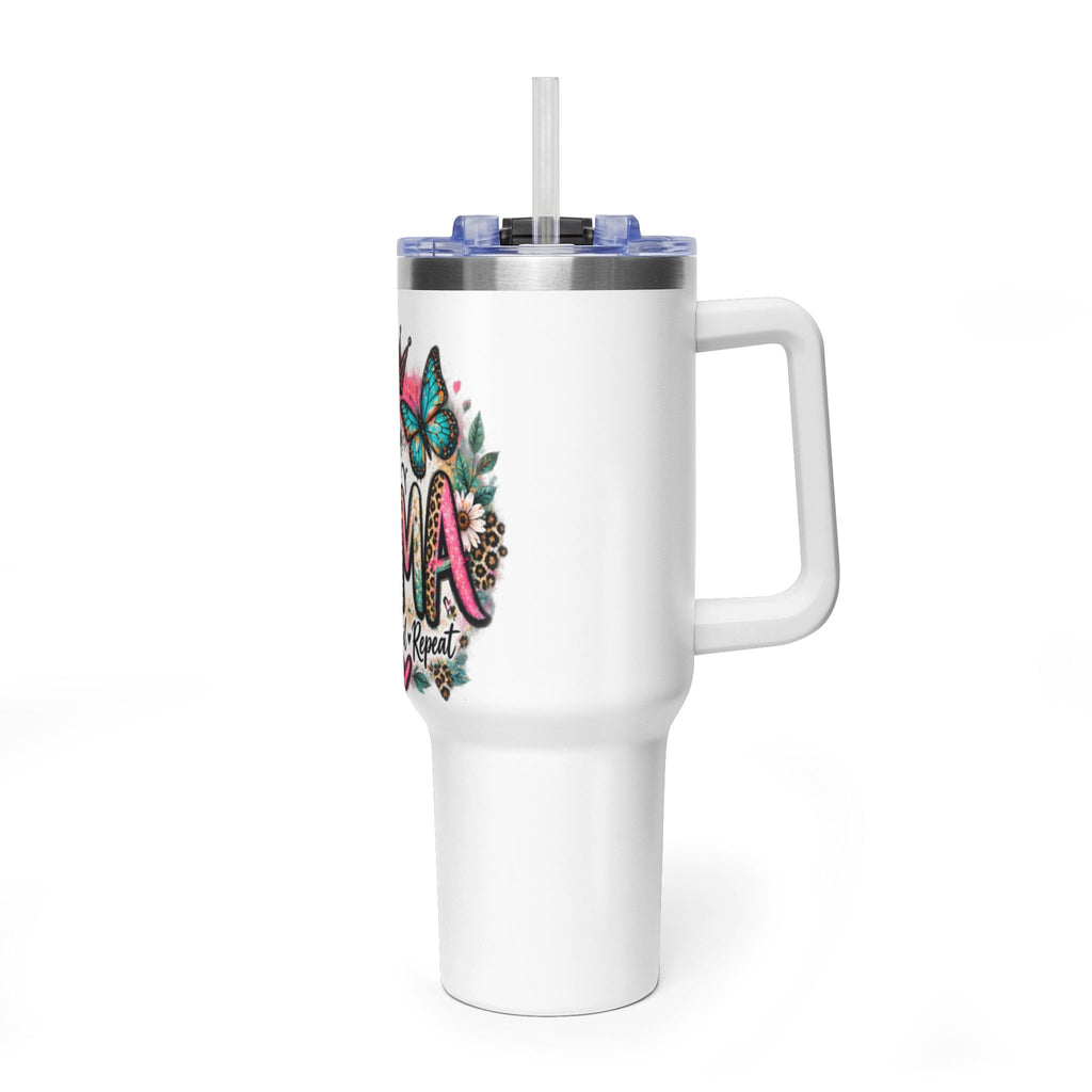 40oz Mama Tumbler – Floral Crown, Butterfly & 'Mama' Design Vacuum Thermal Mug