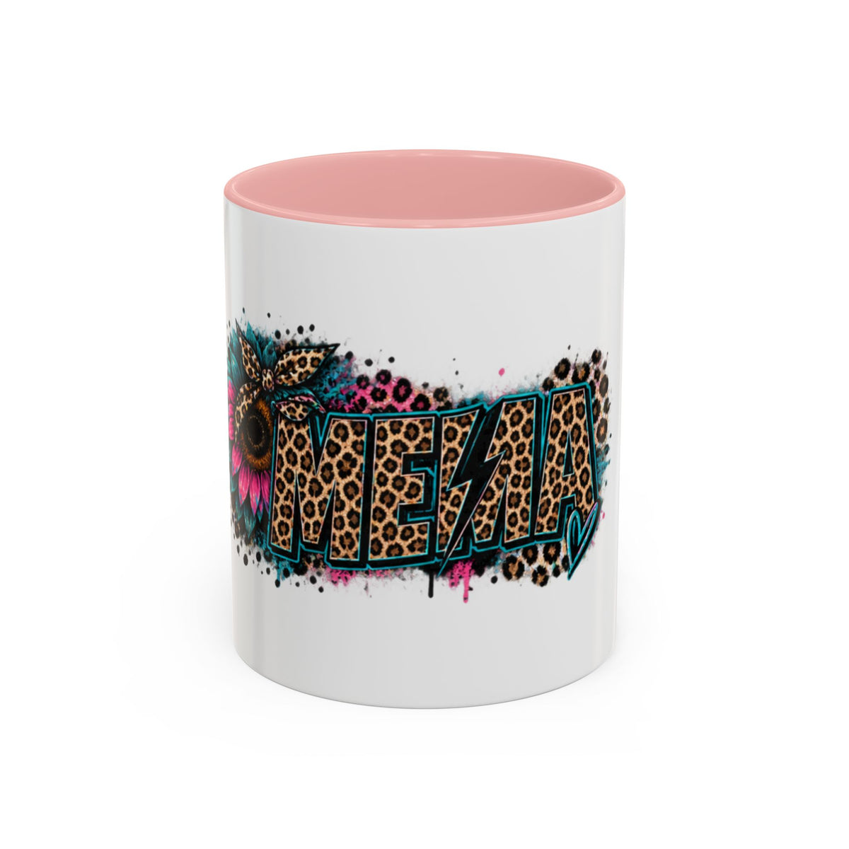 Leopard Print 'Mema' Accent Coffee Mug — Bold Animal Print Ceramic Mug- Mema Gift