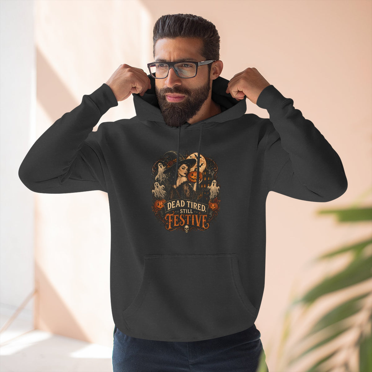 Dead Tired but Festive Hoodie — Funny Halloween Pullover