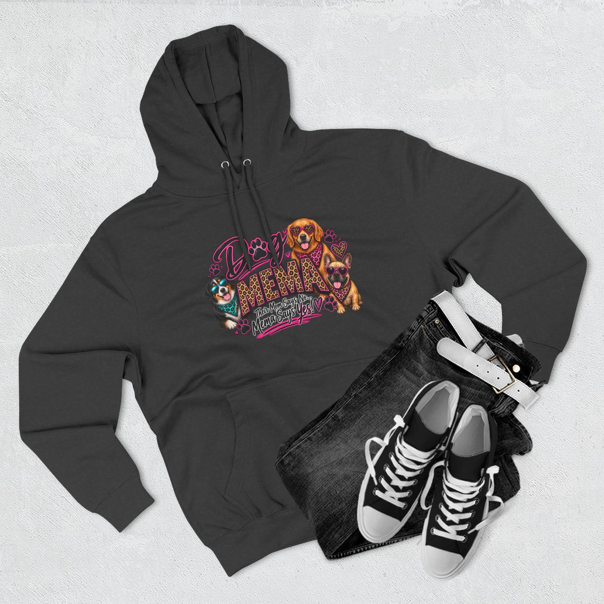 Dog Mema Hoodie — Cute Paw Print Graphic Pullover for Grandma Dog lovers