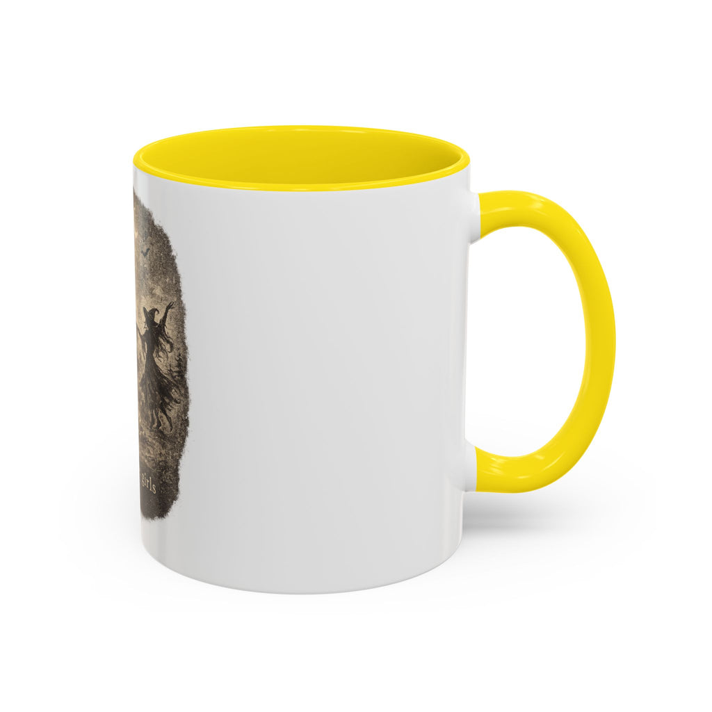 Witch Circle Coffee Mug — "Girls Will Be Girls" Vintage Halloween Accent Mug