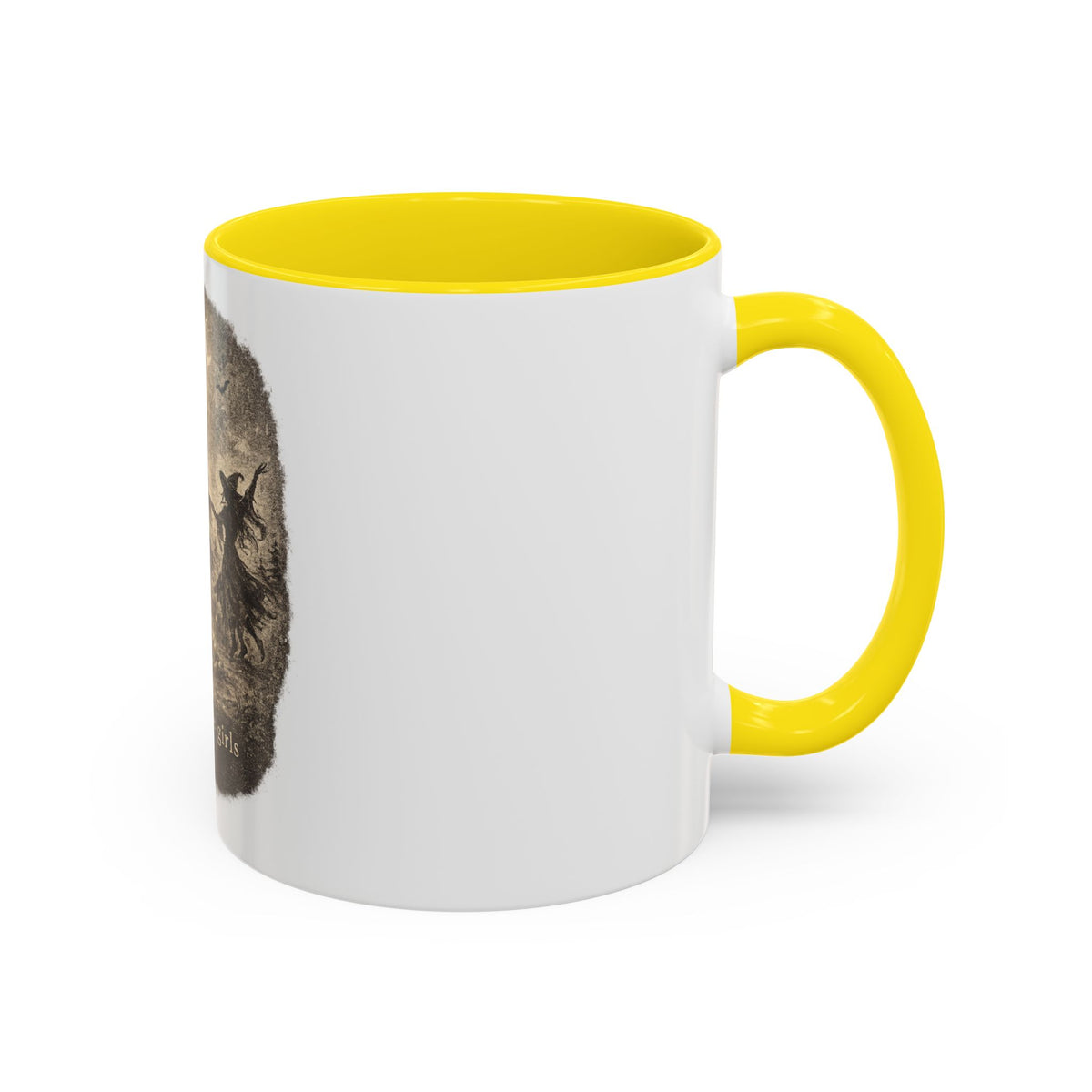 Witch Circle Coffee Mug — "Girls Will Be Girls" Vintage Halloween Accent Mug