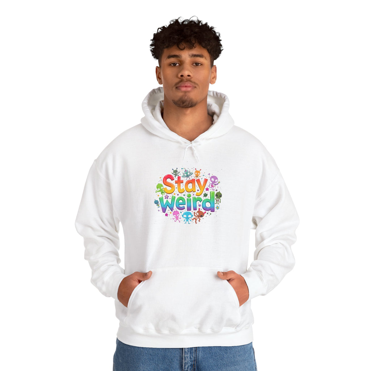 Stay Weird Hoodie — Colorful Rainbow Graphic Pullover