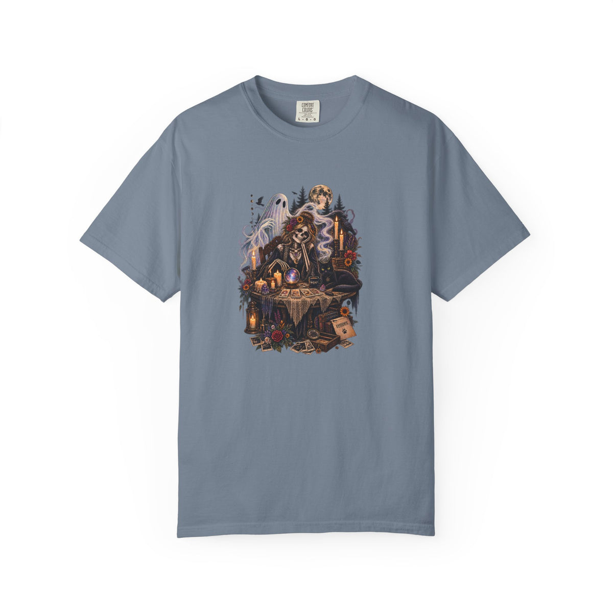 Tarot Seance Skeleton, Black Cat & Ghost Graphic Tee