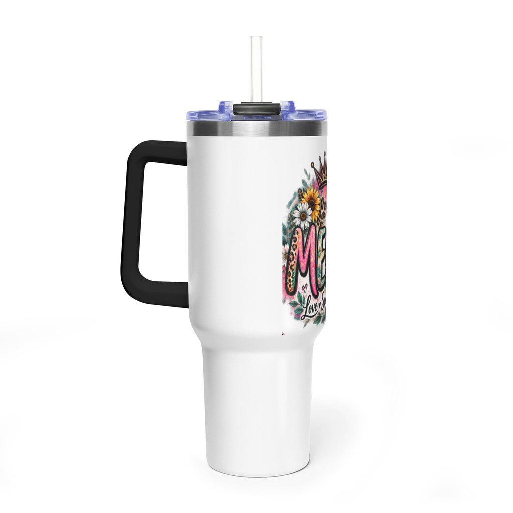 40oz Mama Tumbler – Floral Crown, Butterfly & 'Mama' Design Vacuum Thermal Mug