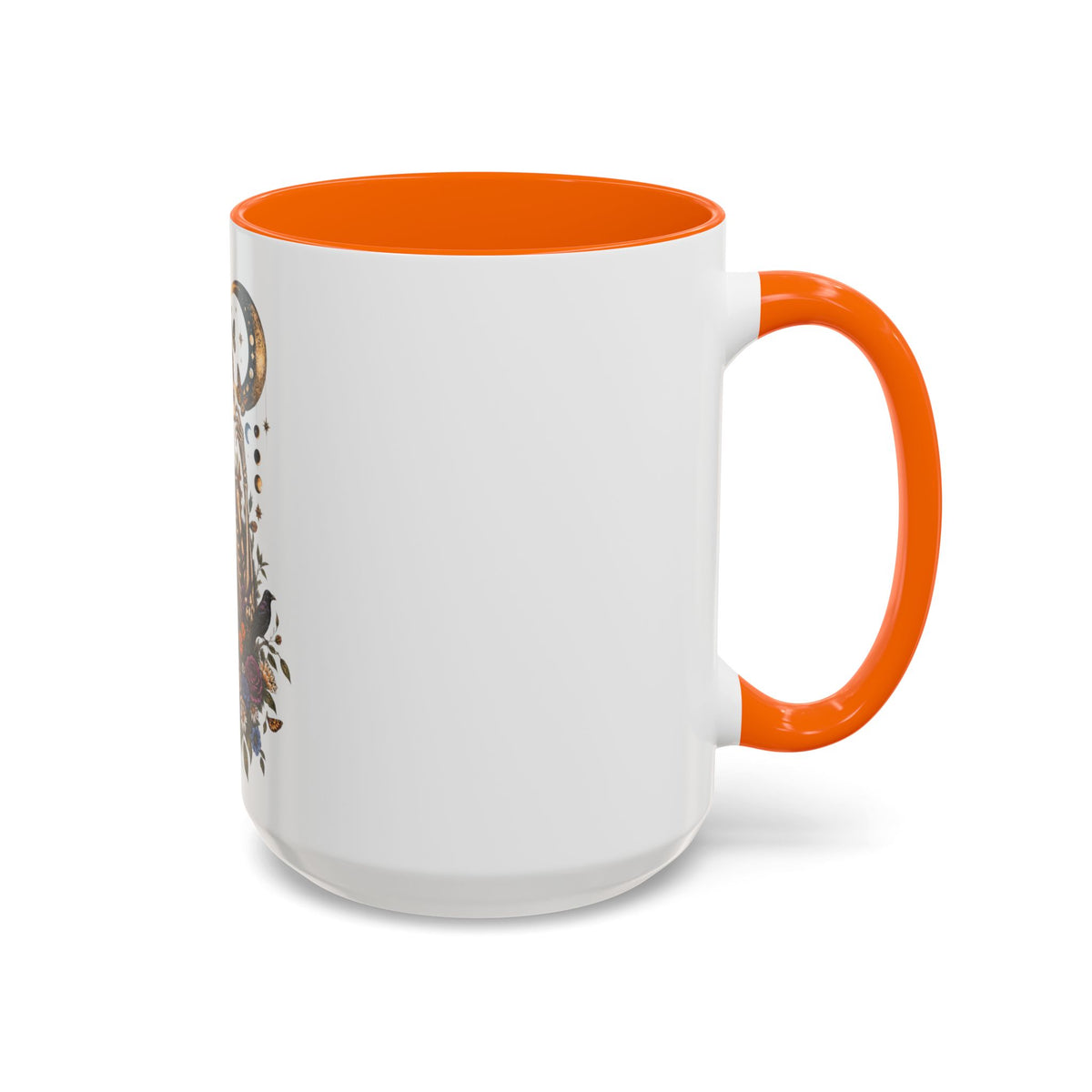 Skull & Moon Floral Coffee Mug — Gothic Botanical Accent Mug