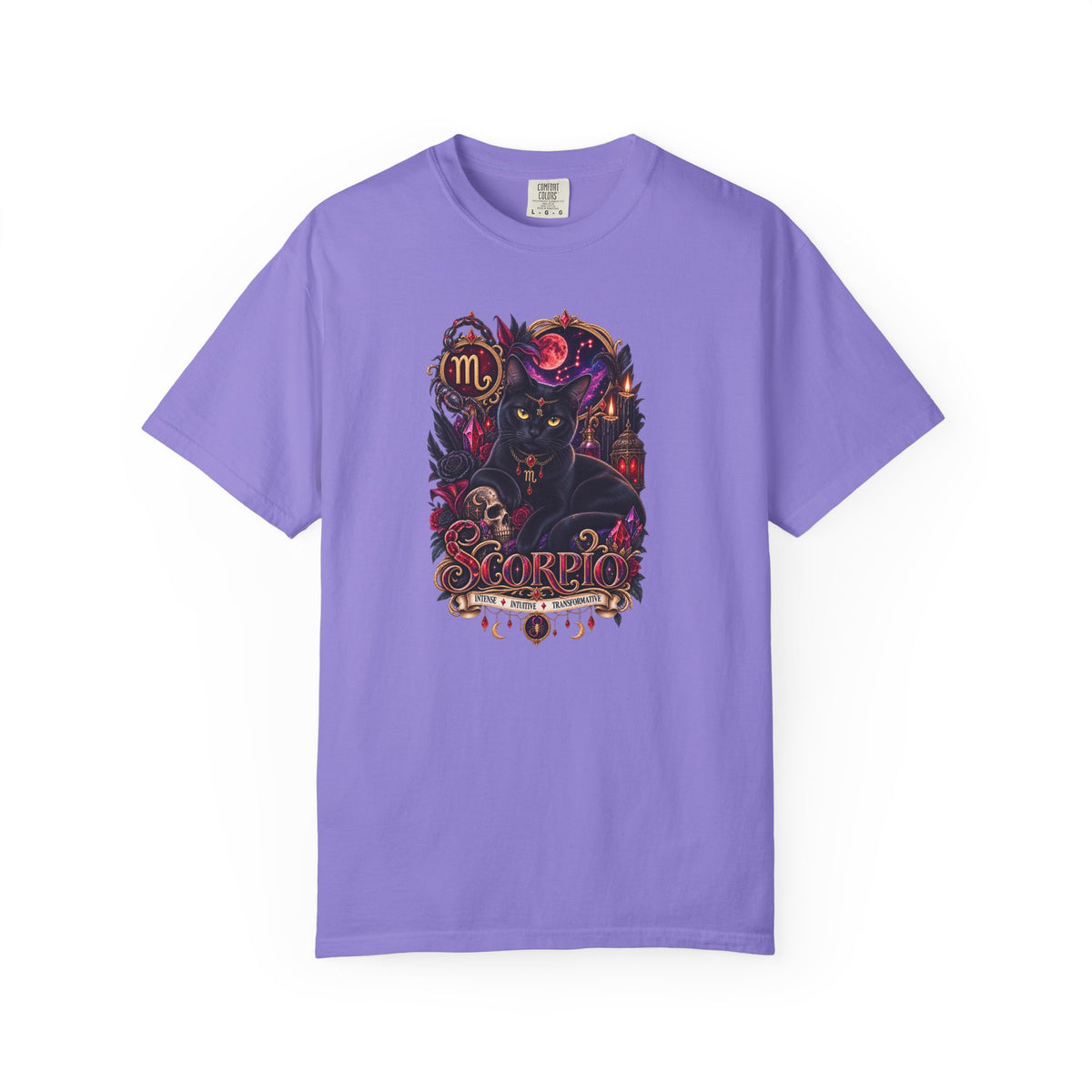 Scorpio Black Cat Zodiac T-Shirt — Dark Mystical Scorpio Graphic Tee