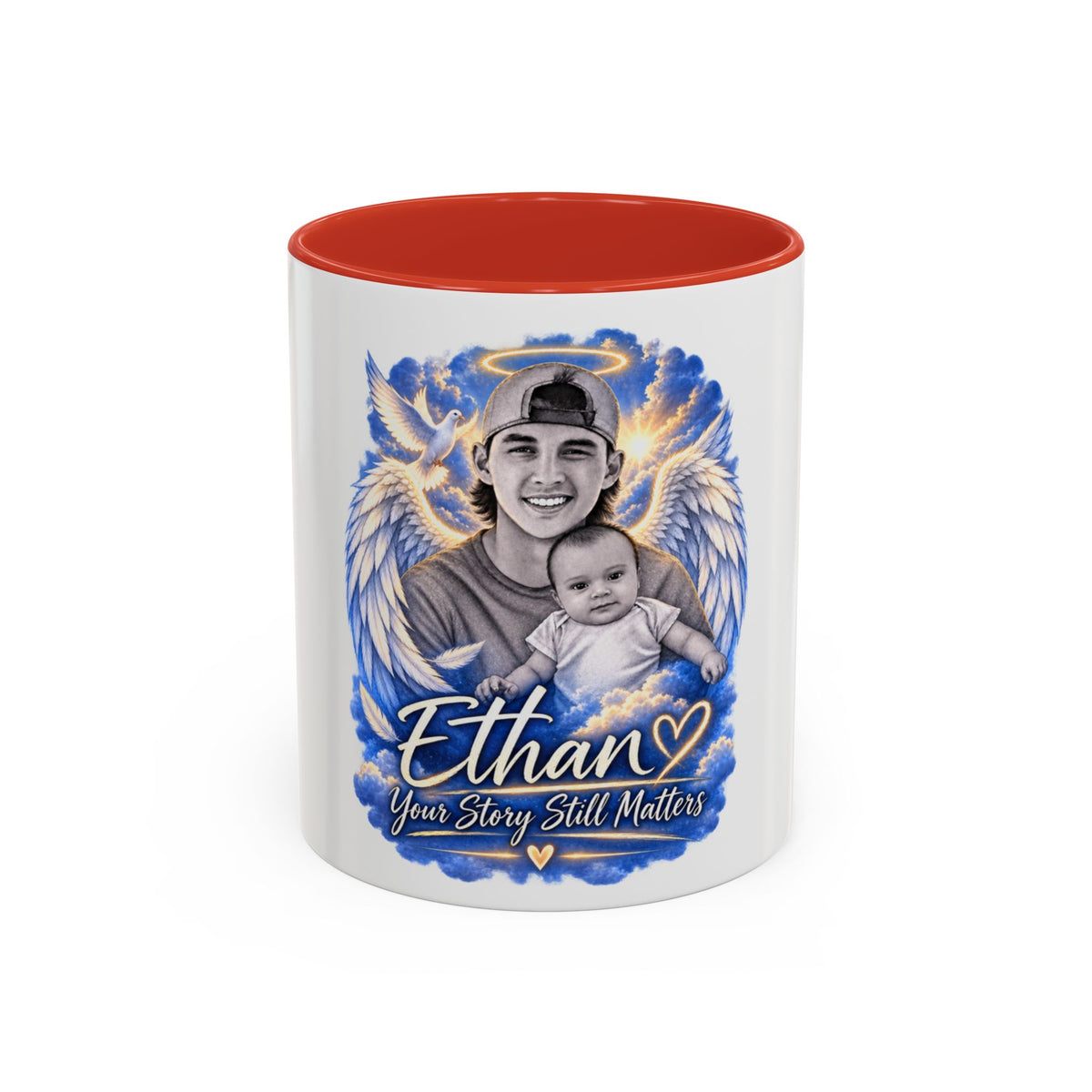 Memorial Coffee Mug — Personalized "Ethan  Your Story Still Matters" Angel Wings Tribute