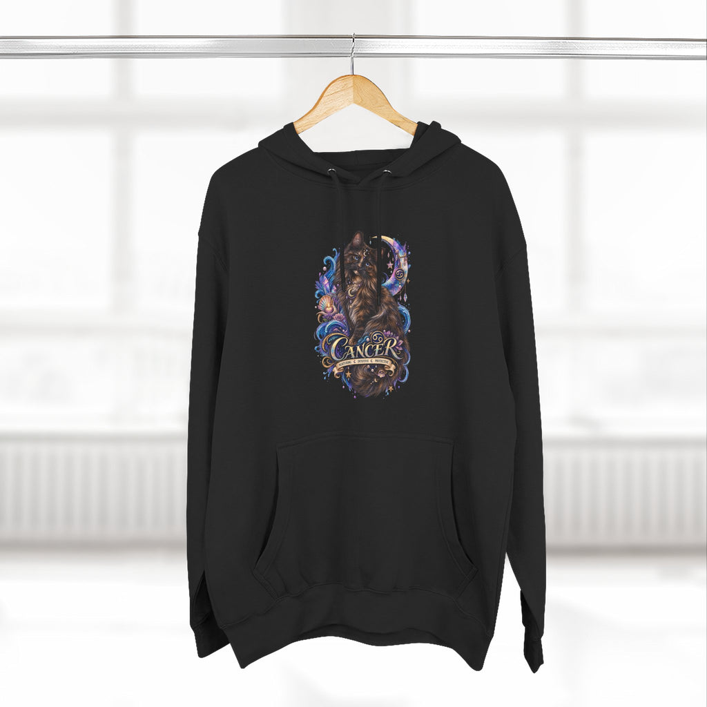 Cancer Tortoiseshell Cat Zodiac Hoodie — Zodiac Cat Graphic Fleece Pullover