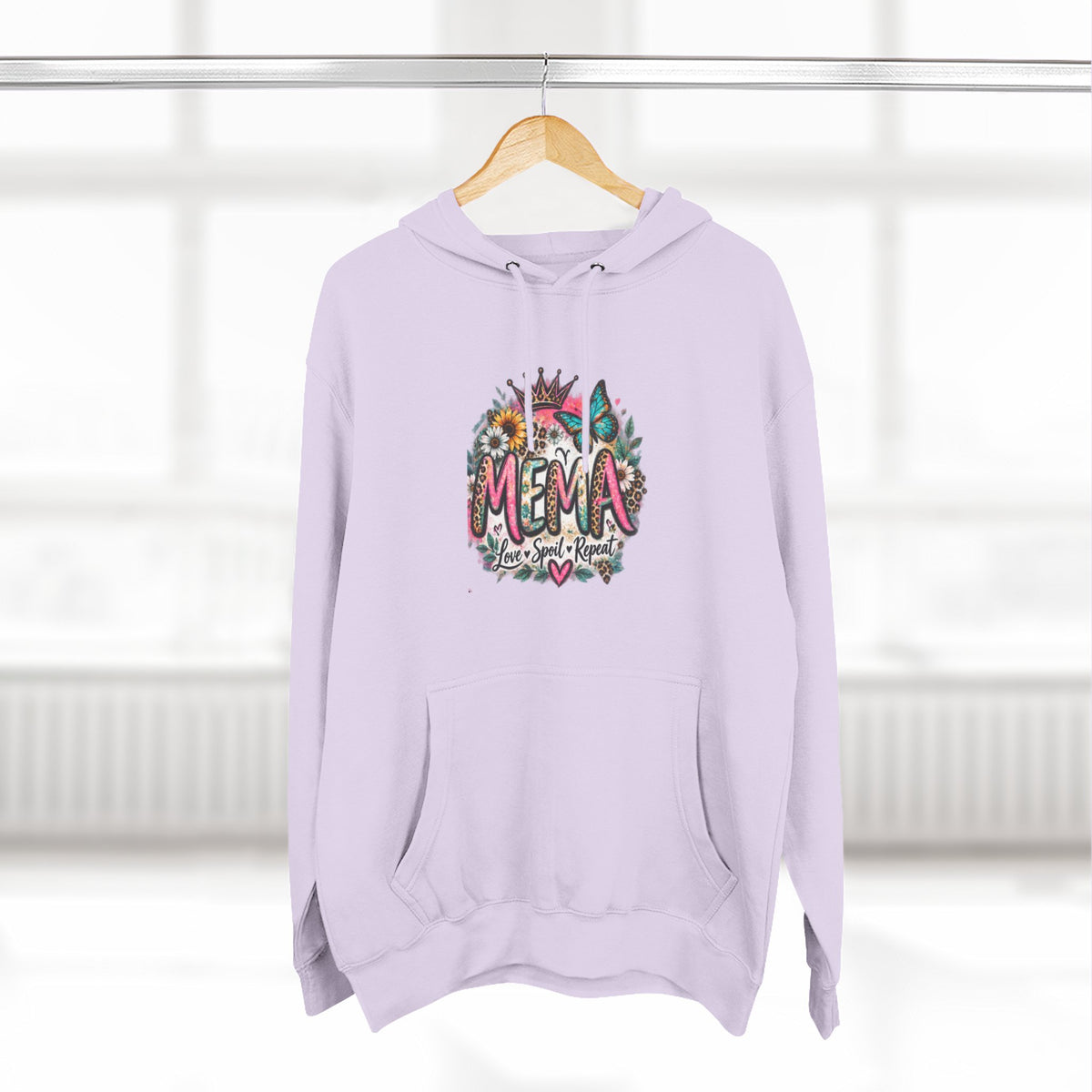 Mema Floral Hoodie — Cozy Fleece Pullover with Sunflower & Succulent Design