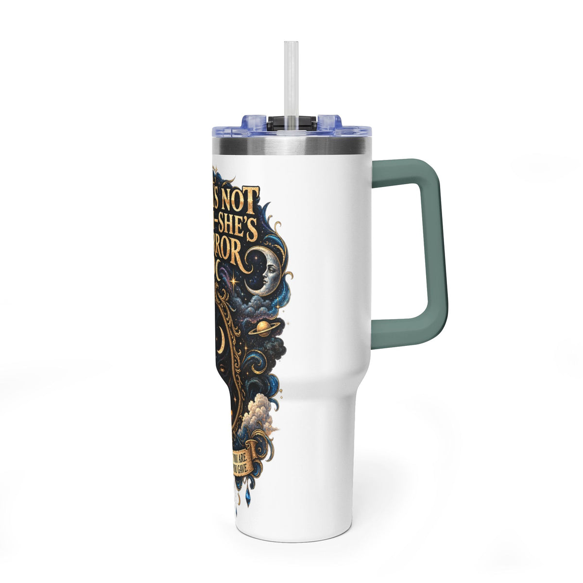 Karma Mirror 40oz Vacuum Tumbler – Celestial Sun & Moon Thermal Cup