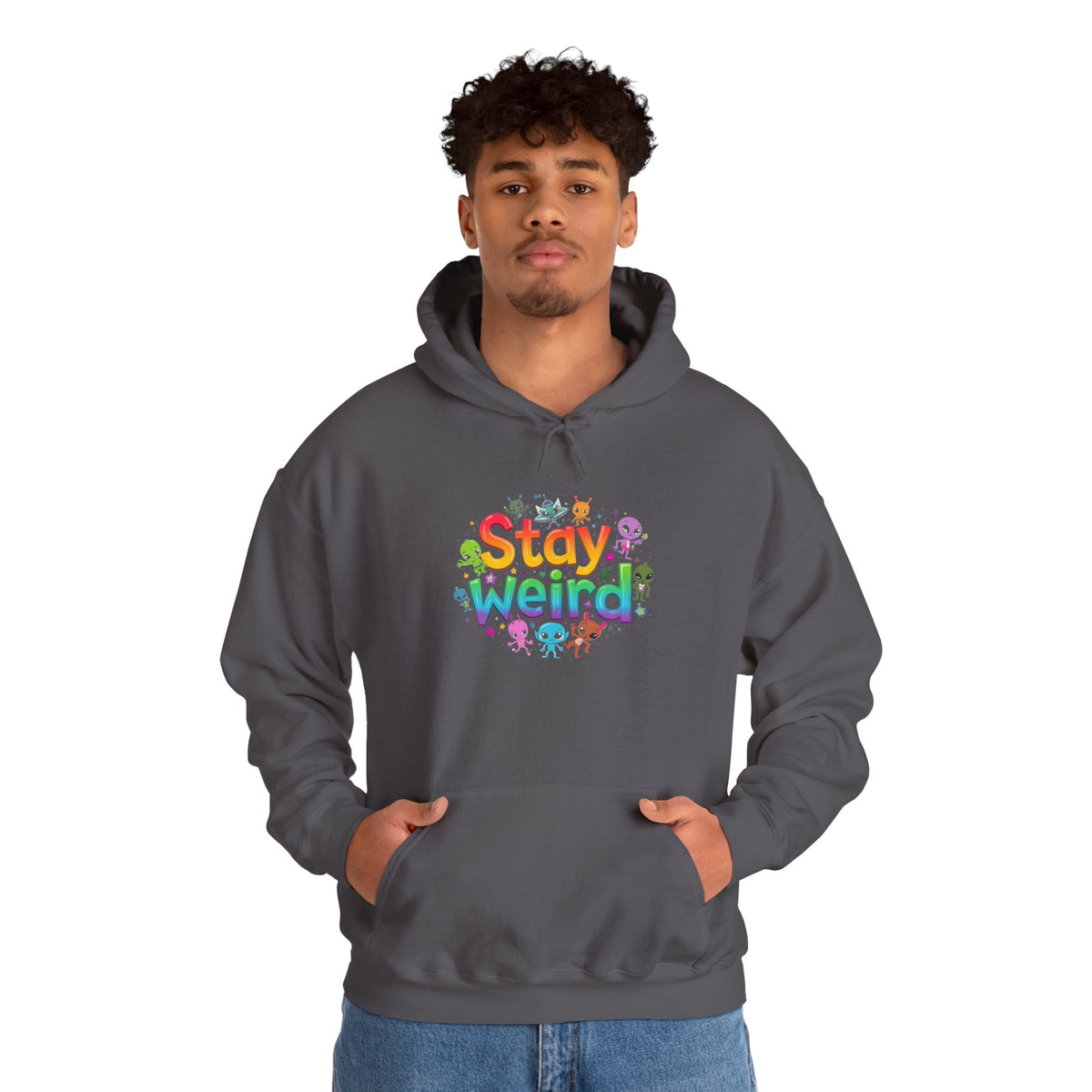 Stay Weird Hoodie — Colorful Rainbow Graphic Pullover