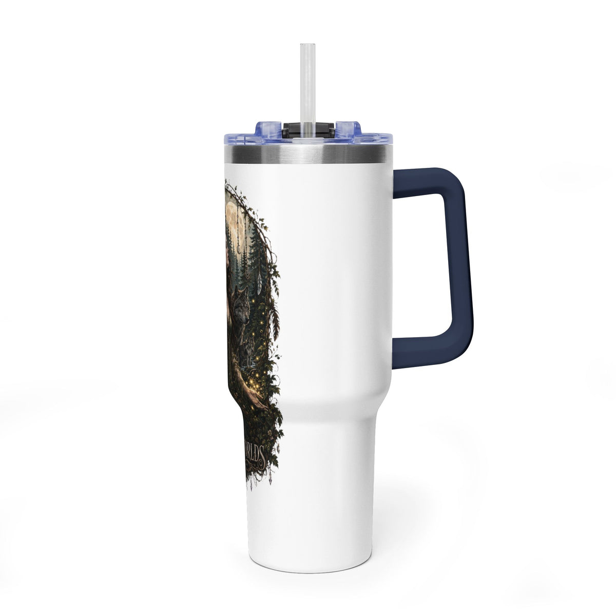 40oz Vacuum Tumbler — "Between Worlds" Mystical Forest Goddess Design