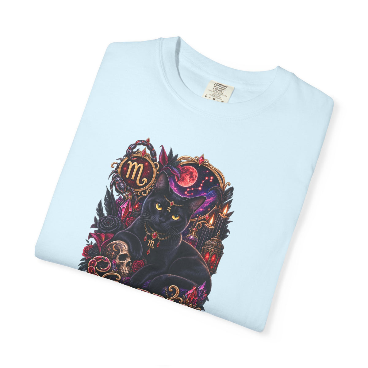 Scorpio Black Cat Zodiac T-Shirt — Dark Mystical Scorpio Graphic Tee