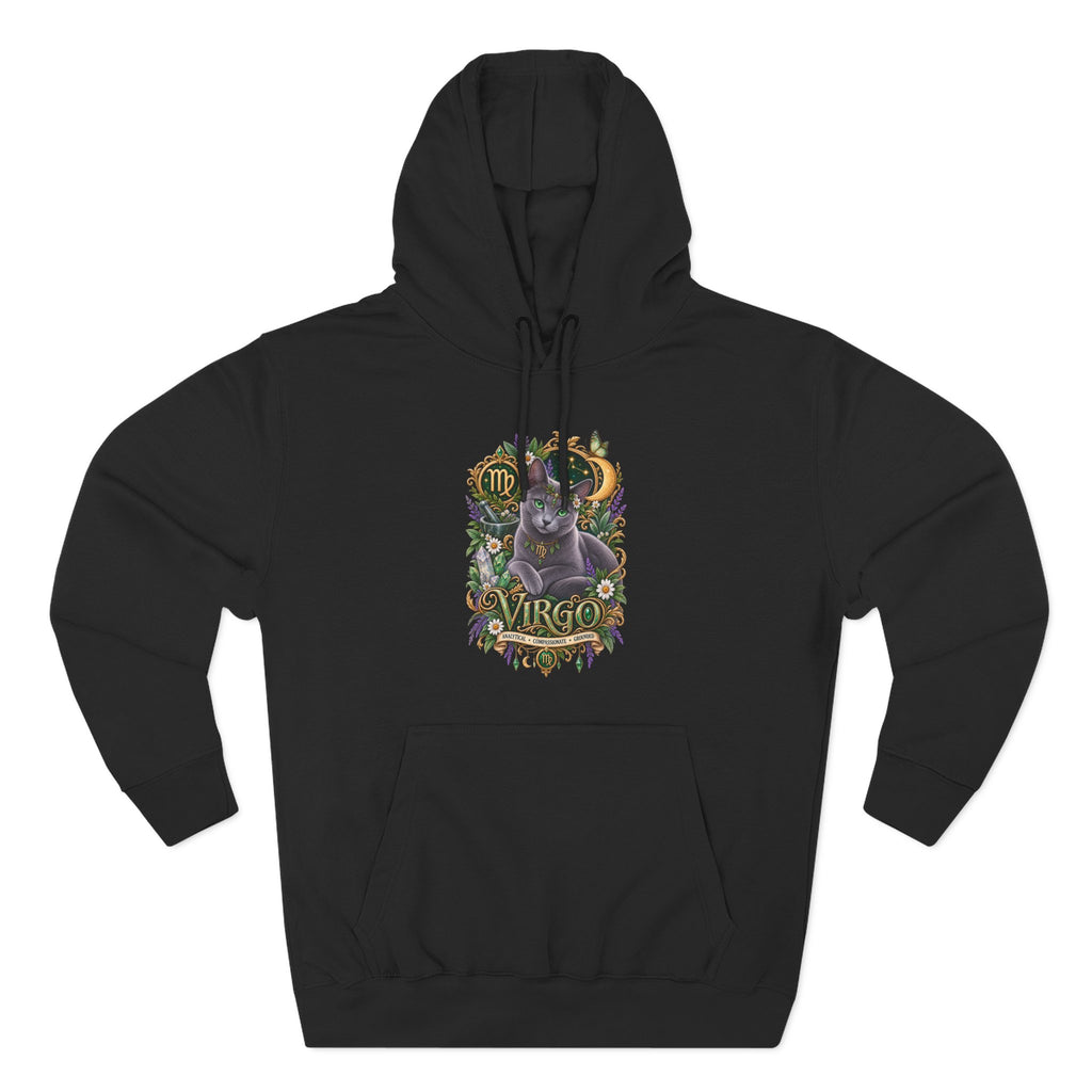 Virgo Russian Blue Cat Zodiac Hoodie — Astrological Virgo Horoscope Pullover