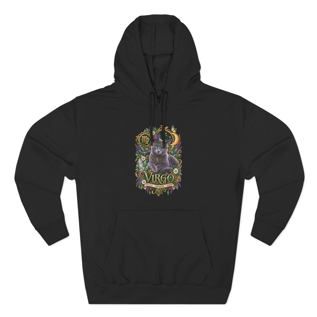Virgo Russian Blue Cat Zodiac Hoodie — Astrological Virgo Horoscope Pullover