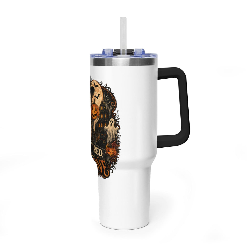 40oz Halloween Tumbler — "Dead Tired, Still Festive" Thermal Cup