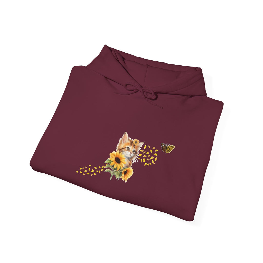 Sunflower Kitten Hoodie | Cute Cat, Sunflower Sleeve Design