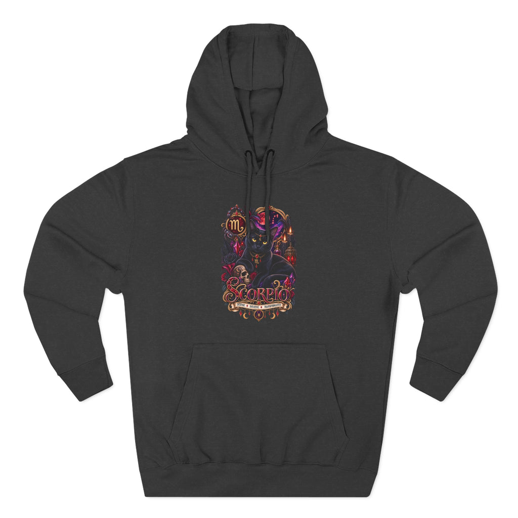 Scorpio Bombay Black Cat Floral Zodiac Hoodie — Intricate Scorpion Zodiac Sign