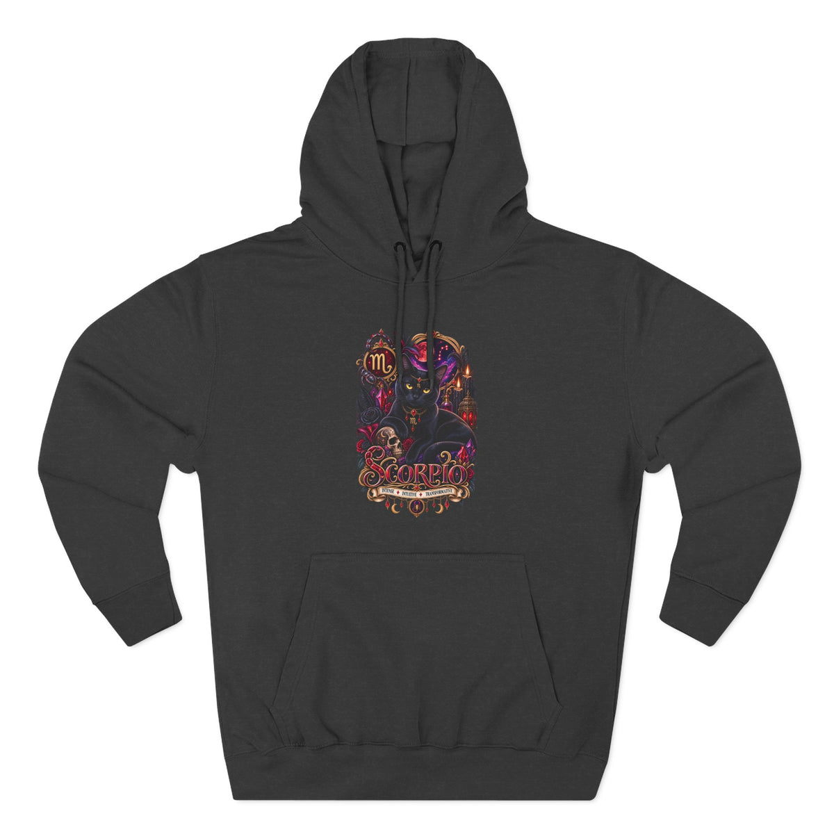 Scorpio Bombay Black Cat Floral Zodiac Hoodie — Intricate Scorpion Zodiac Sign