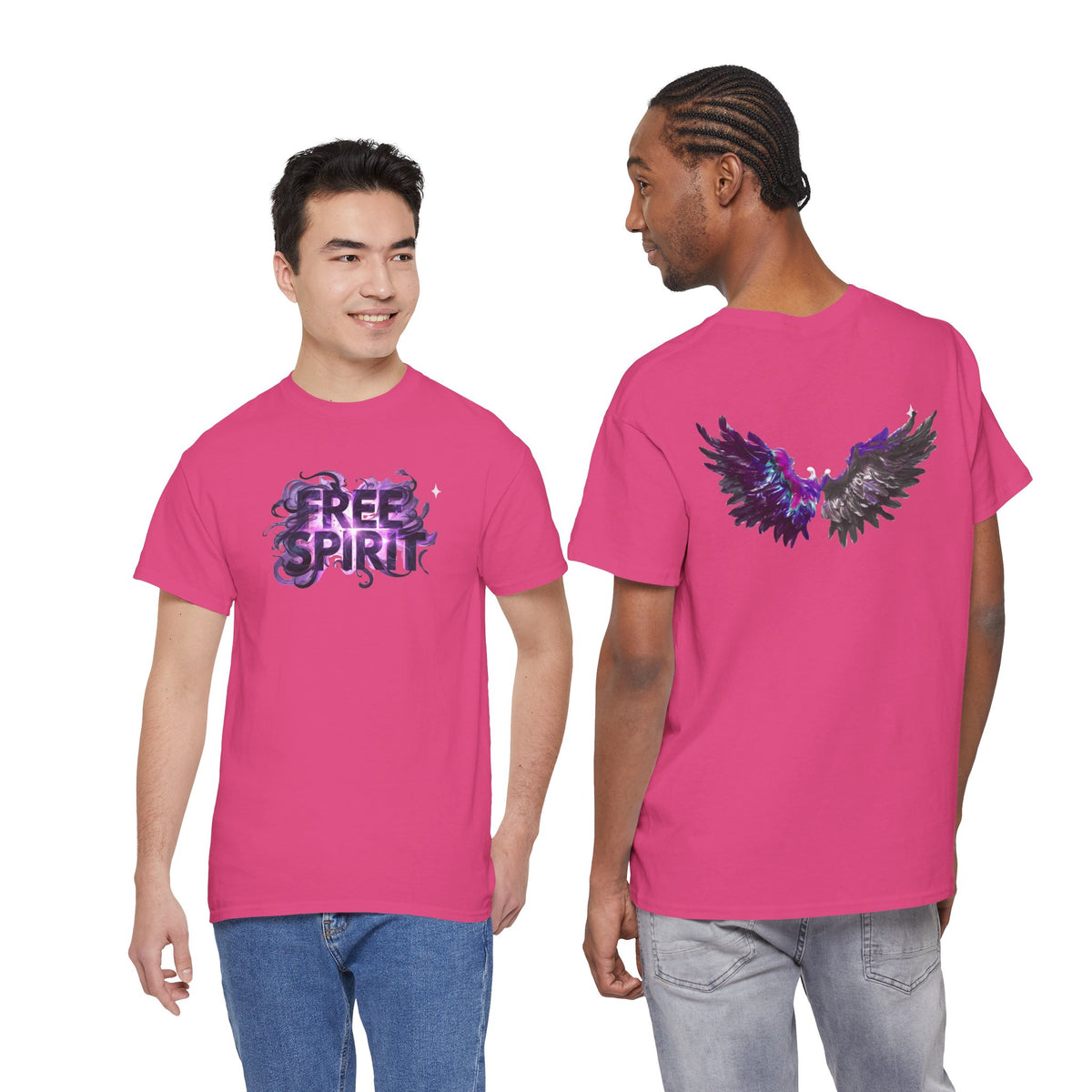 Free Spirit Tee — Purple Galaxy Wings Graphic T-Shirt