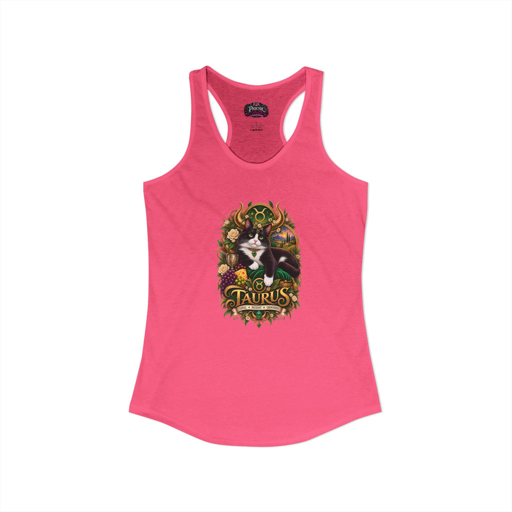 Taurus Tuxedo Cat Zodiac Tank- Celestial Astrology Cat Lover Tank
