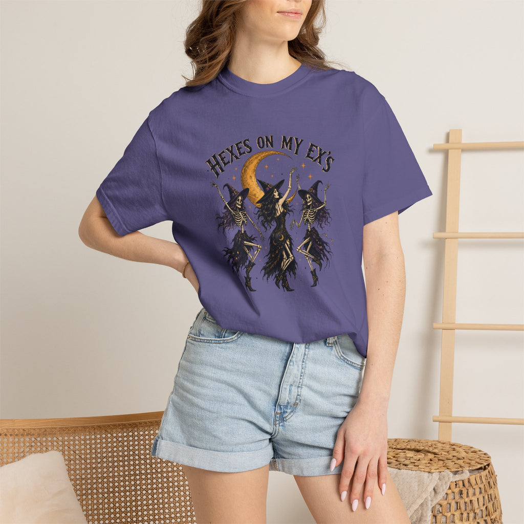 Witches and skeleton Graphic T-Shirt — "Hexes On My Ex's" Moon Witch Tee