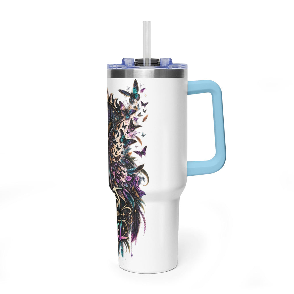40oz Vacuum Tumbler — 'Trust What You Feel' Moth Nightscape Insulated Cup