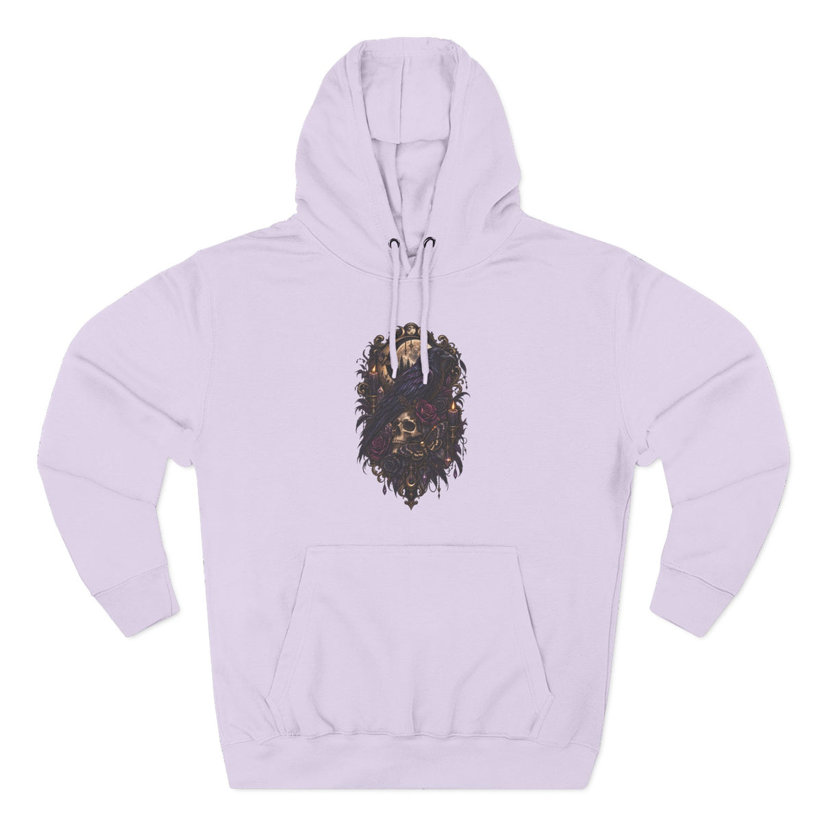 Raven Skull Graphic Hoodie — Gothic Fleece Pullover