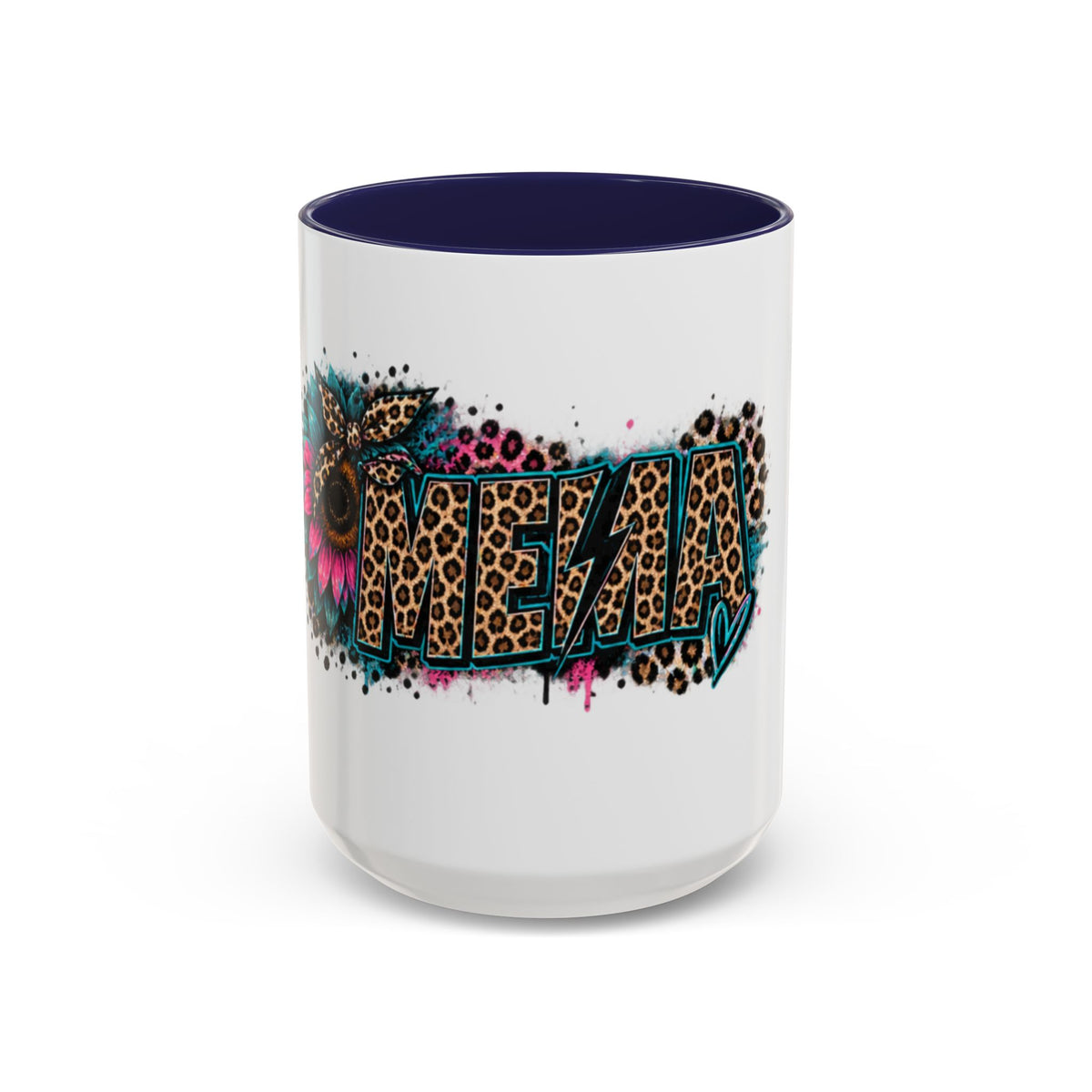 Leopard Print 'Mema' Accent Coffee Mug — Bold Animal Print Ceramic Mug- Mema Gift