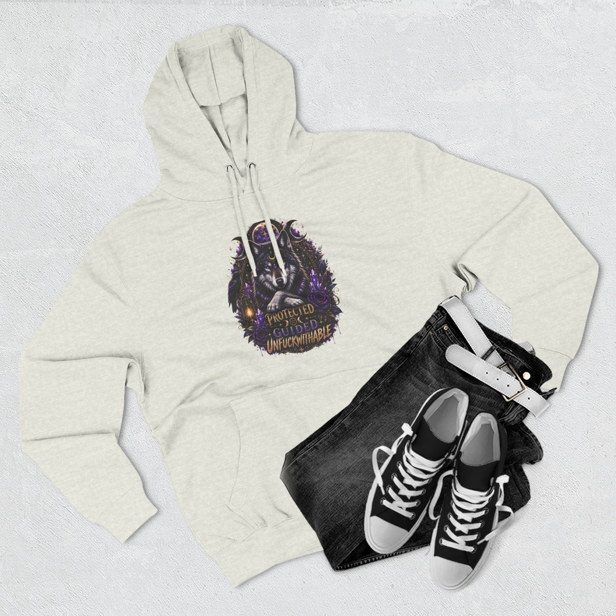 Guided, Protected Unfuckwithable Wolf Hoodie- Occult Graphic