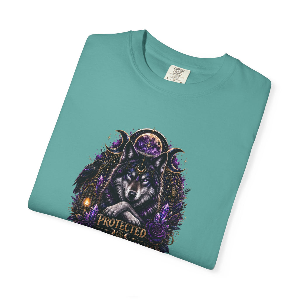 Protector Wolf T-Shirt — "Protected, Guided, Unfuckwithable" Spiritual Graphic Tee