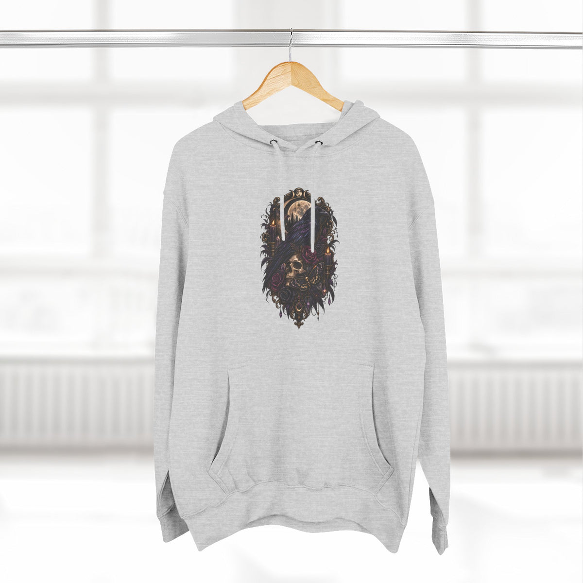 Raven Skull Graphic Hoodie — Gothic Fleece Pullover