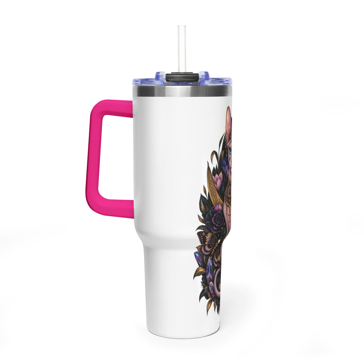 40oz Sphynx Cat Tumbler — Mystical Moon Vacuum Insulated Travel Mug