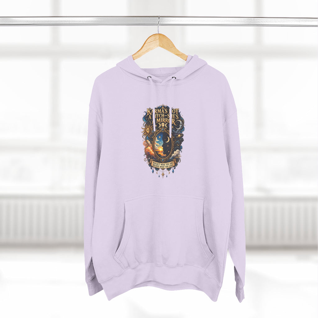 "Karma's not a Bitch she's a Mirror" Hoodie — Spiritual Boho Graphic Pullover