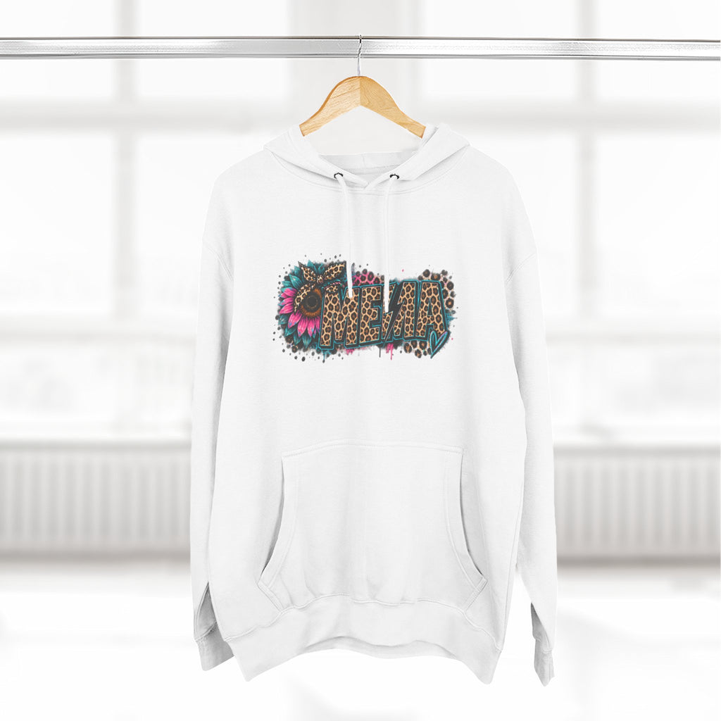 MEMA Leopard Floral Heat Hoodie — Cozy Fleece Pullover with Leopard & Flowers Design