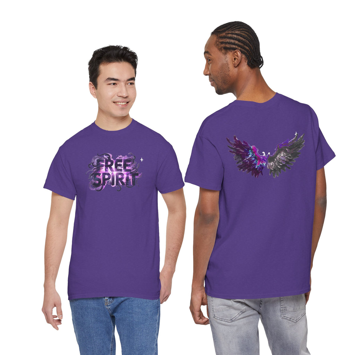 Free Spirit Tee — Purple Galaxy Wings Graphic T-Shirt