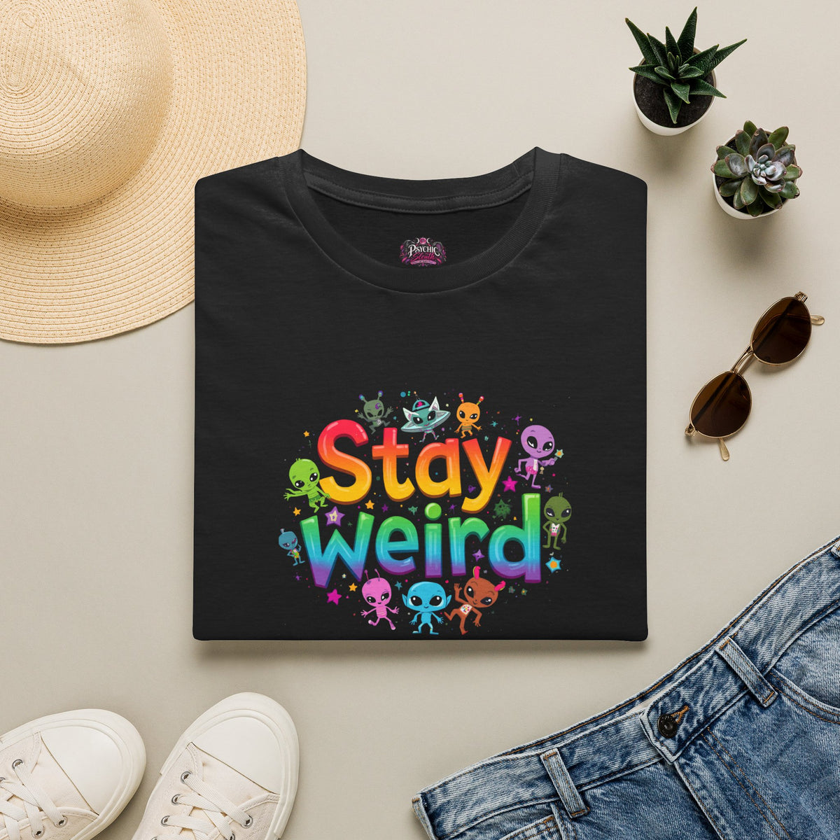 Stay Weird T-Shirt — Colorful Cute Alien Graphic Tee