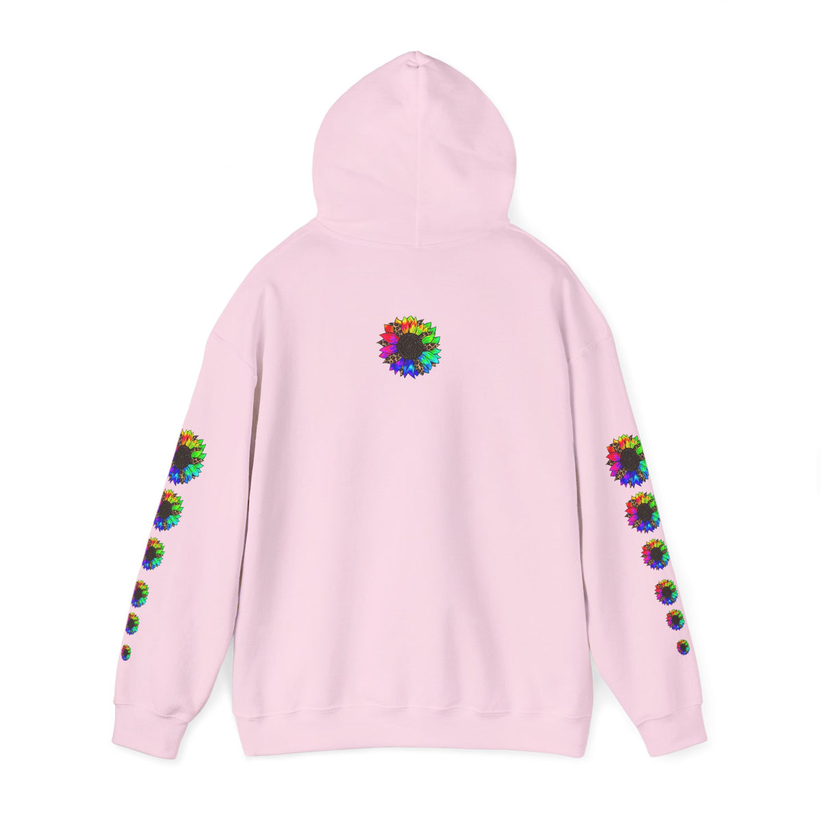 Inspirational Floral Hoodie – "Your Smile is Kind & Beautiful" Rainbow Sunflower Cozy Pullover